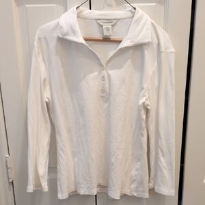 Banana Republic Women's White Polo Top- L